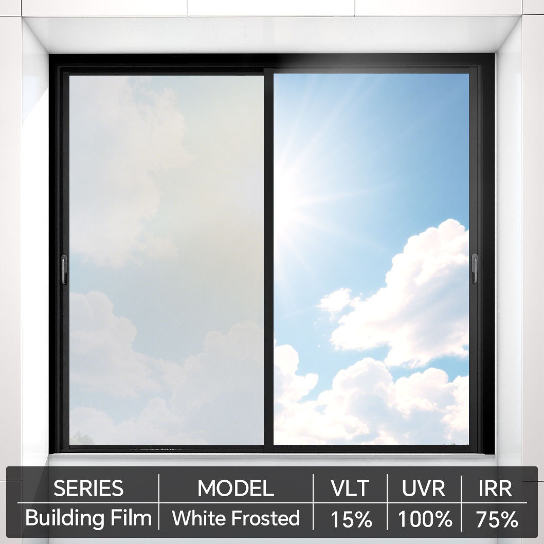 Window Film – Daytime Privacy & Sunlight Control, Self-Adhesive White/Black Blackout Glass Covering for Home & Office