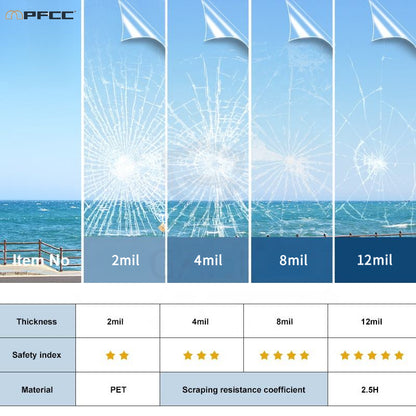 Window security film High quality tempered glass window film, enhanced security, adhesive and shatterproof, suitable for supermarkets, display cabinets, homes, offices.