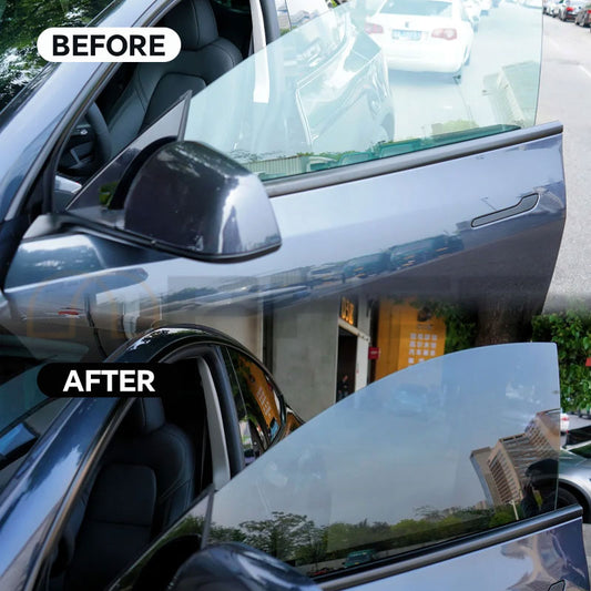 Luxury car window tint using double silver coating technology for all-weather protection