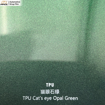 TPU Cat’s Eye Green car wrap film with metallic gloss finish