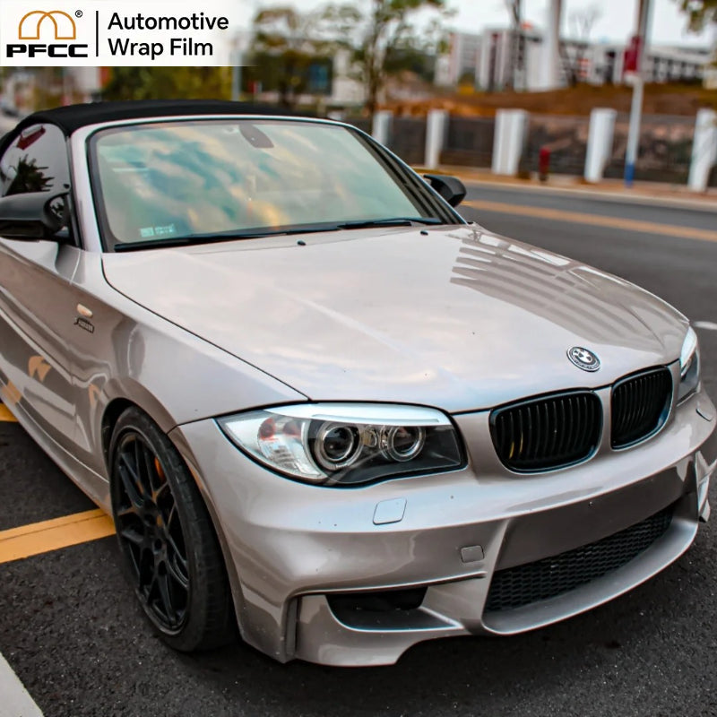 Sedan wrapped in TPU Champagne Gold with OEM-style gloss