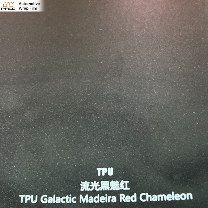 TPU Flowing Black and Charm Red color shifting car wrap film with gloss finish