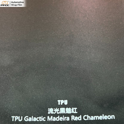 TPU Flowing Black and Charm Red color shifting car wrap film with gloss finish