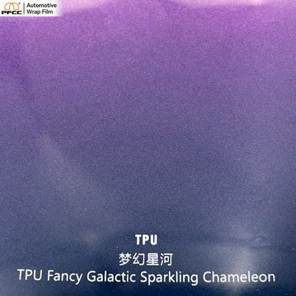 TPU Galaxy Dream Nebula color-shifting car wrap with iridescent sparkle finish