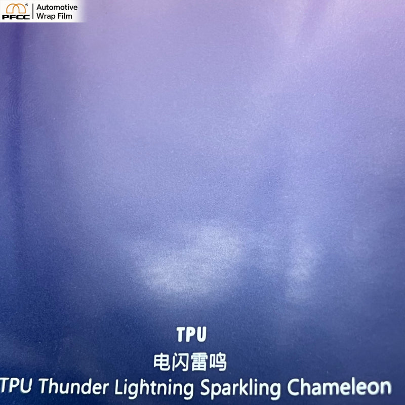 TPU Lightning Thunder metallic car wrap film with electric gloss finish
