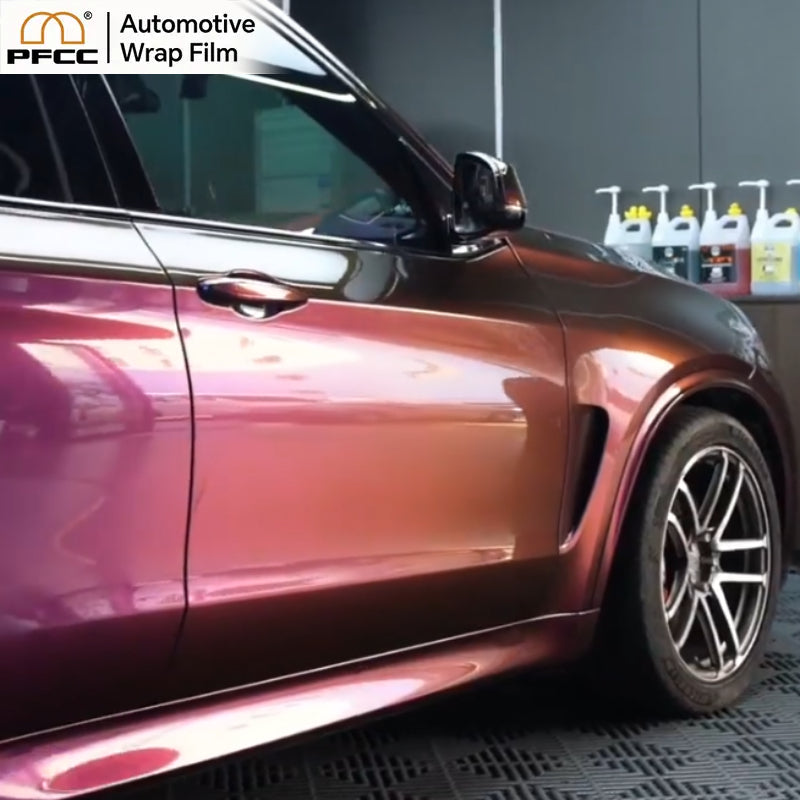 Iridescent TPU color shifting wrap under sunlight with galaxy sparkle effect