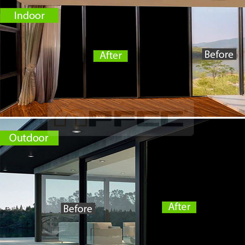 Window Film – Daytime Privacy &amp; Sunlight Control, Self-Adhesive White/Black Blackout Glass Covering for Home &amp; Office