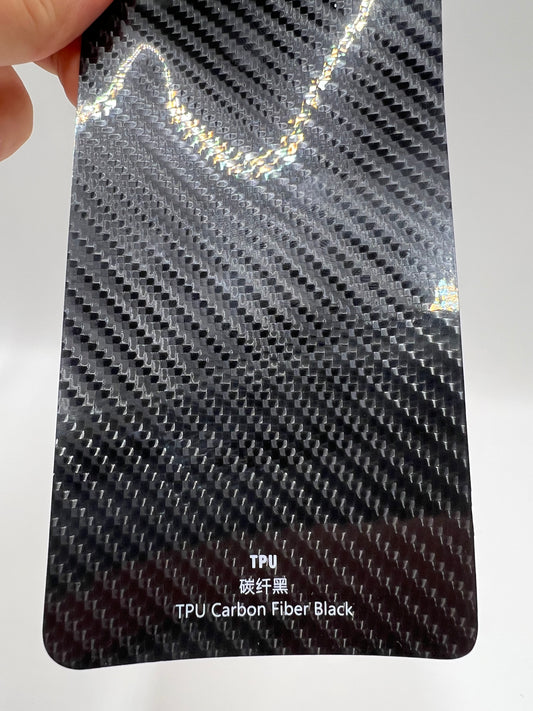 TPU Car Wrap Film in Carbon Fiber Black, perfect for vehicle color change and paint protection