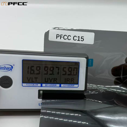 Carbon window film sample showing deep black tone and smooth surface