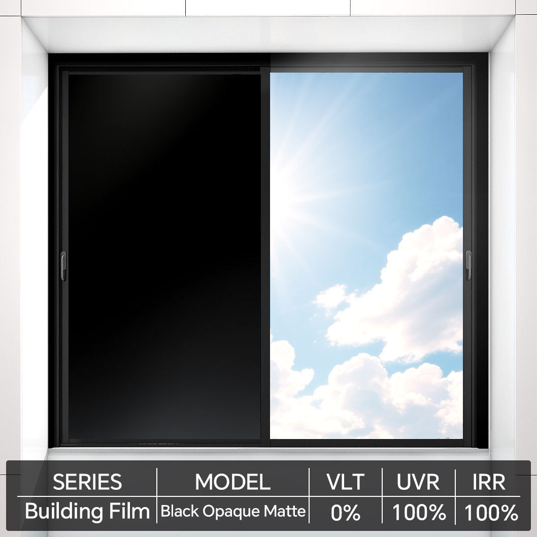 Window Film – Daytime Privacy &amp; Sunlight Control, Self-Adhesive White/Black Blackout Glass Covering for Home &amp; Office