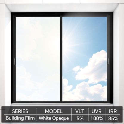 Window Film – Daytime Privacy &amp; Sunlight Control, Self-Adhesive White/Black Blackout Glass Covering for Home &amp; Office