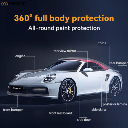 High-gloss black car protection film close-up view