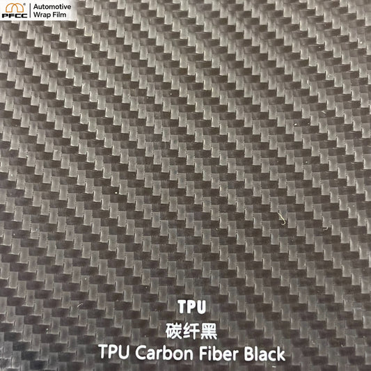 TPU Car Wrap Film in Carbon Fiber Black, perfect for vehicle color change and paint protection
