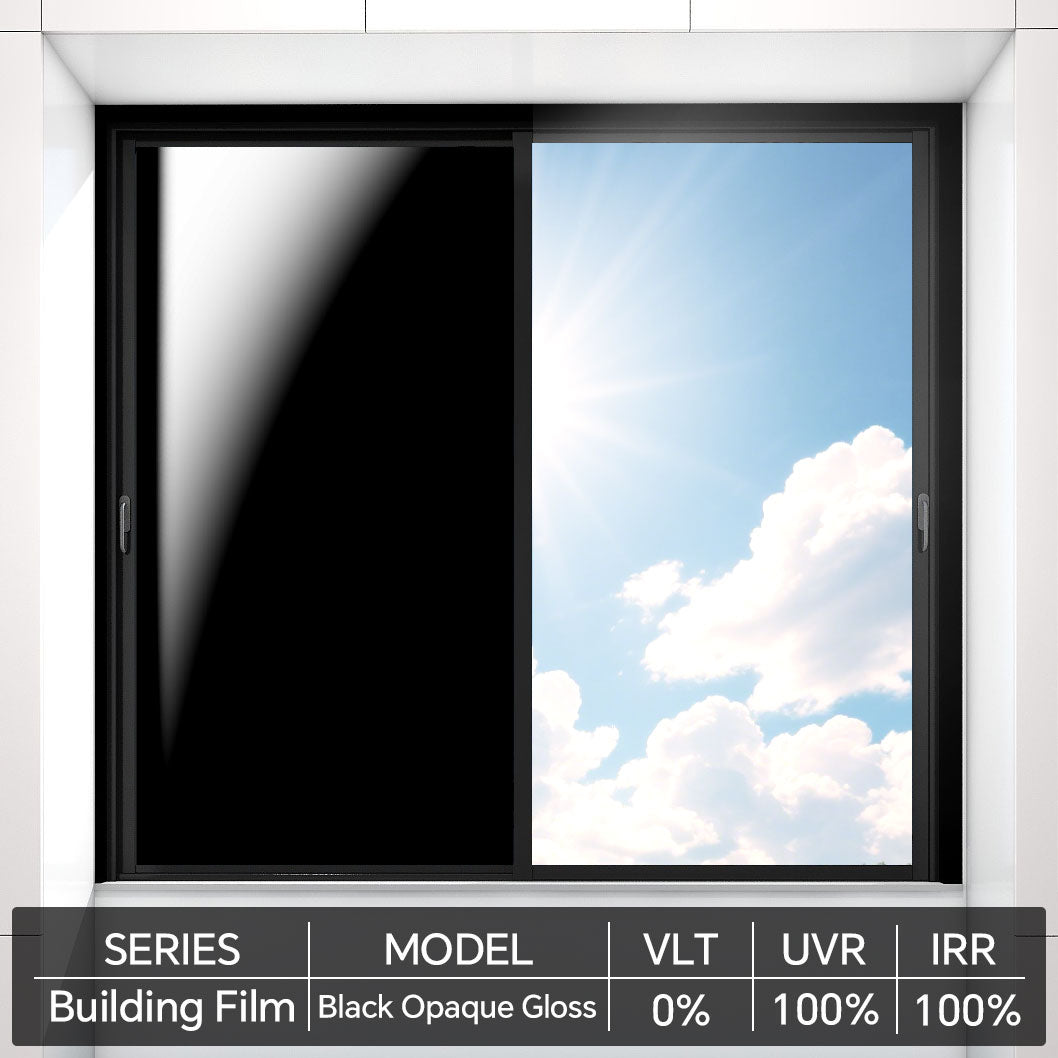 Window Film – Daytime Privacy &amp; Sunlight Control, Self-Adhesive White/Black Blackout Glass Covering for Home &amp; Office