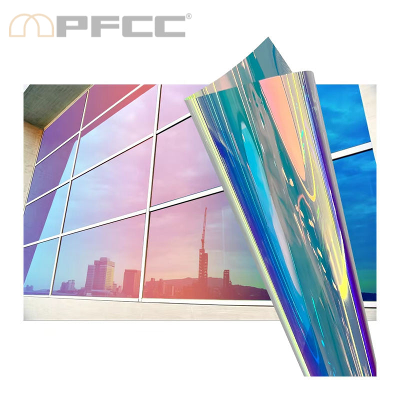 Rainbow Dichroic Decorative Window Film – Color-Shifting Prism Effect, UV & Glare Protection, Static Cling Vinyl